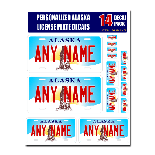 Personalized Alaska License Plate Decals – Stickers Version 3 