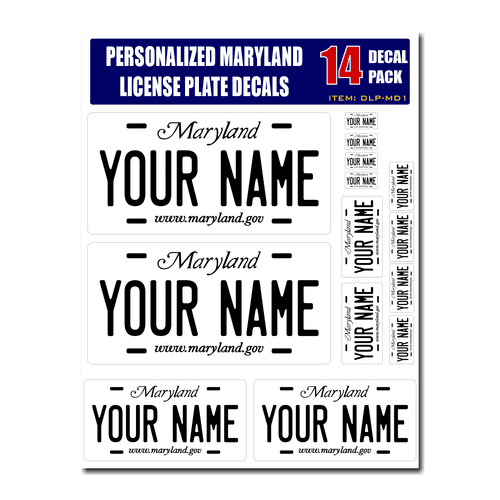 Personalized Maryland License Plate Decals – Stickers Version 1 ...