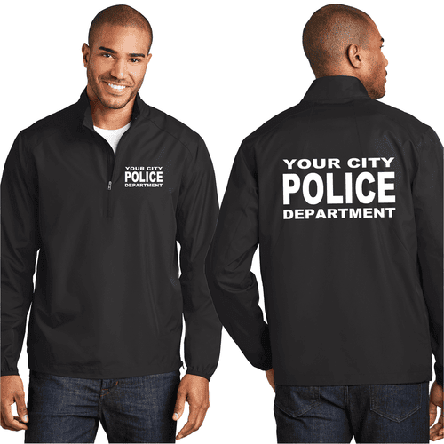 Custom Imprinted Law Enforcement 1/2 Zip Raid Jacket Printed Front and ...